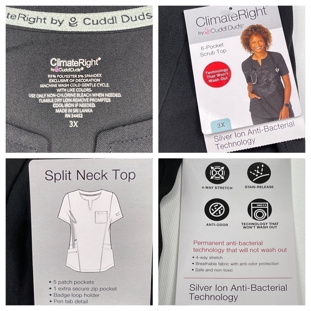 Cuddl Duds Scrub Top Climate Right
Medical Hospital Nurse Esthetician 3X New - Picture 14 of 14